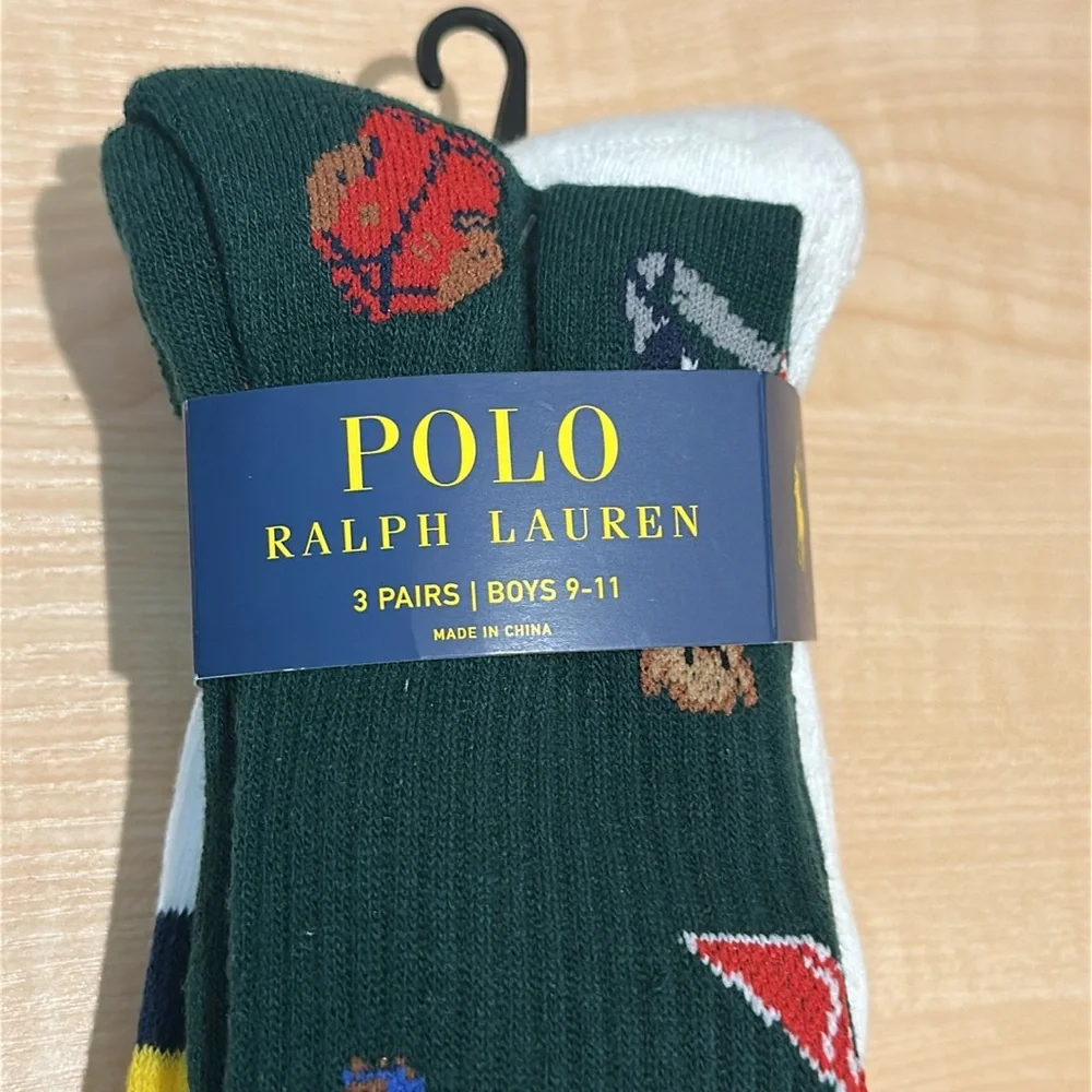 Polo Bundle - 6 Pairs Socks, 3 Dress Socks AND 3 Crew Socks